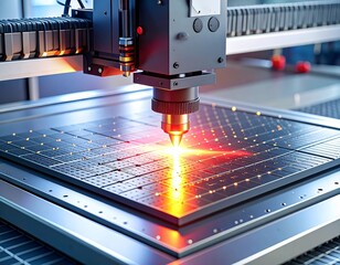 Industrial Laser Calibration on Smart Grid Panel. Laser Welding Process