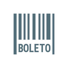 Illustration of a boleto ticket with gray vertical bars and the word boleto displayed prominently in gray