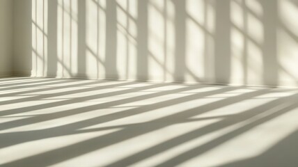 Abstract Light and Shadow Patterns on White Wall and Floor