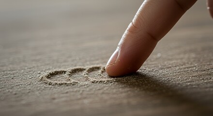 Finger Tracing Symbols in Dust on Wood