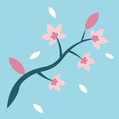 Abstract pink floral vector illustration with a spring blossom pattern and delicate leaf design