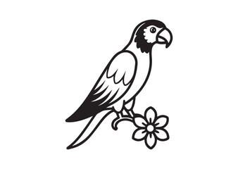 Obraz premium Parrot With Flower Silhouette Vector