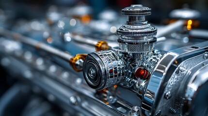 Fototapeta premium Close-up view of intricate engine parts