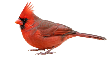 Isolated Close-up of a Vibrant Red Cardinal Bird