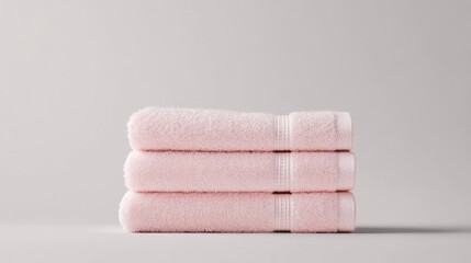 Stack of three soft, pink towels