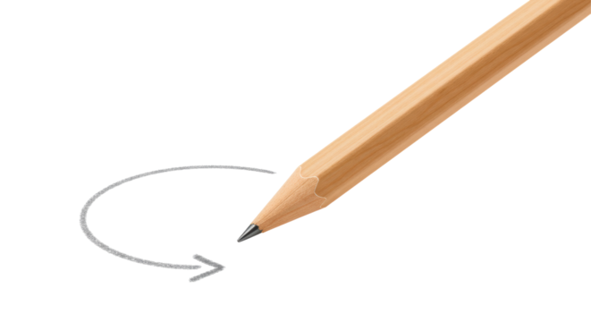 Isolated Pencil Drawing Circular Line with Arrowhead