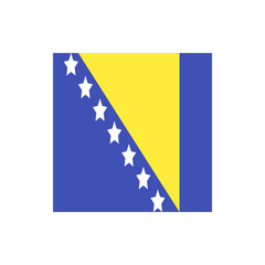 Illustration of a bosnian flag featuring a blue background, yellow triangle, and white stars in a row