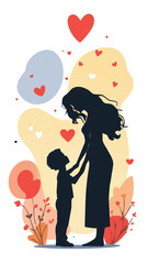 Mother's Day Special - Mother Child Love - Bonding and Relationship Vector Illustration