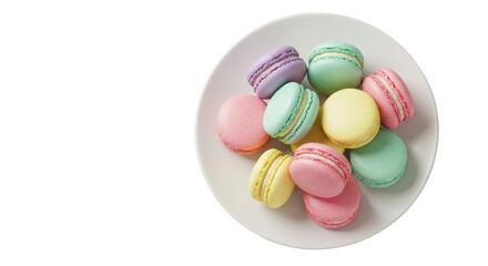 Obraz premium Colorful macarons arranged attractively on a plate. isolated on transparent png