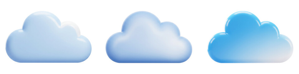 Obraz premium 3D Cloud Computing Icon Set Isolated on Transparent Background