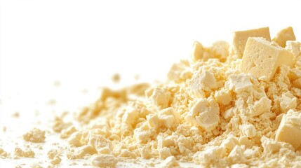 Pile of pale yellow powdered food product.