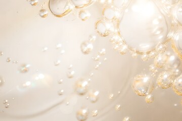 Golden sparkling bubbles and splashes