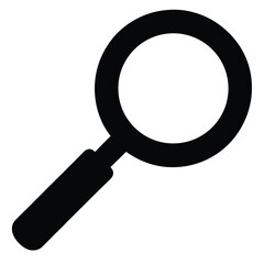 Isolated on white, a vector magnifying glass icon presents an optical lens tool for search and magnification of an object
