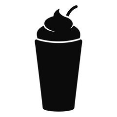 A vector illustration features a paper cup of hot coffee next to a cup of chocolate ice cream