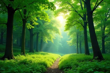 Lush green forest isolated on white background Perfect for design projects needing a natural element , treescape, isolated object