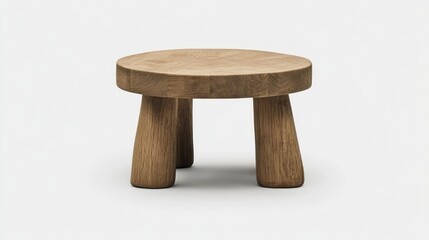 Simple, round wooden side table with thick, chunky legs