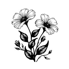 Elegant Monochrome Floral Illustration for Decorative or Botanical Projects