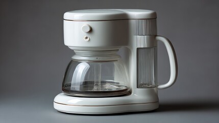 Elevate your coffee ritual with this sleek white ceramic coffee maker and glass carafe. Minimalist design meets functionality, perfect for modern kitchens. #CoffeeLover