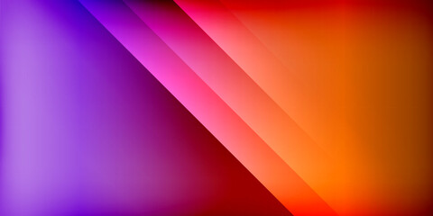 Abstract gradients blend purple, pink, orange hues. Diagonal lines create dynamic visual effect against black background. Smooth transitions dominate composition.