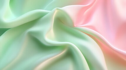 Obraz premium Abstract Pastel Green and Pink Fabric Texture with Flowing Wave Patterns for Art and Design