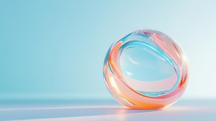 Abstract Pastel Sphere On Light Blue Gradient Background