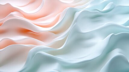 Obraz premium Abstract Pastel Waves: Peach and Light Blue Creamy Texture