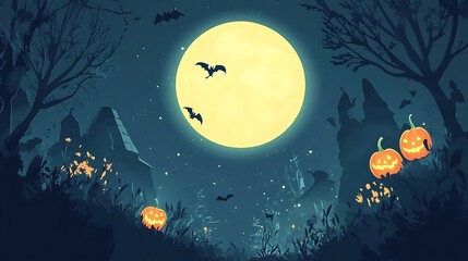 Fototapeta premium Halloween Night with spooky castle.