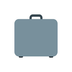 Illustration of a simple gray suitcase with a dark gray handle and small feet on a white background