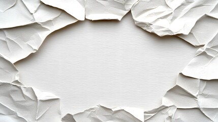 Fototapeta premium Torn White Paper with Empty Space in the Center Ideal for Creative Design and Text Insertion