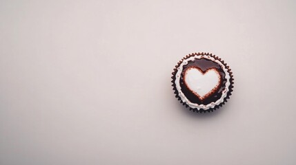Single chocolate cupcake with heart design