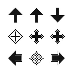 Best 9 Deferent Black Arrow icon Pack vector silhouette isolated on a transparent background