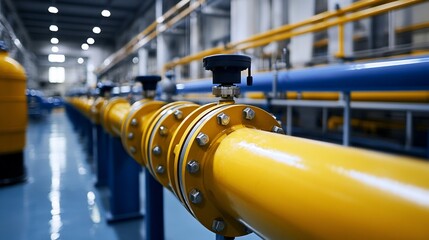 Industrial Pipeline System with Valves, Fittings, and Connections for Transportation