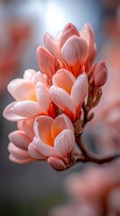 Fototapeta premium Delicate Pink Blossoms in Soft Focus Under Natural Light