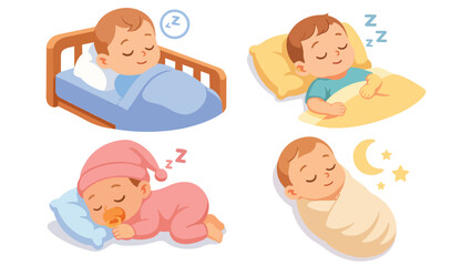 Peaceful Sleeping Baby Illustration – Newborn Resting in Cozy Blanket, Adorable Infant Art for Parenting, Nursery, and Baby Cribs.