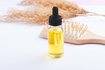 Oil for hair growth. Therapeutic oil to activate hair growth. Beauty and health.