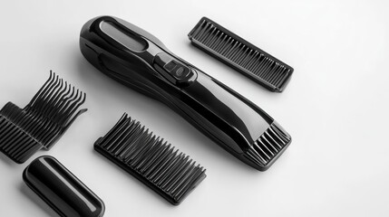Black hair clipper set on white background