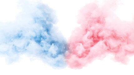 Fototapeta premium Colorful Smoke Swirls in Blue and Pink on a White Background for Creative Designs