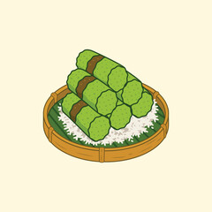 Indonesian Snack Illustration Putu Bambu