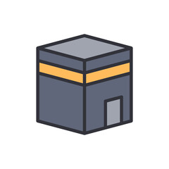 Abstract depiction of the Holy Kaaba in Mecca with simple geometry