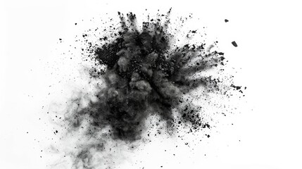 Black Powder Explosion on White Background