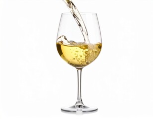 White wine in an elegant glass over white background