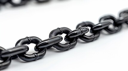 Obraz premium Close Up of Black Metal Chain Links on White Background