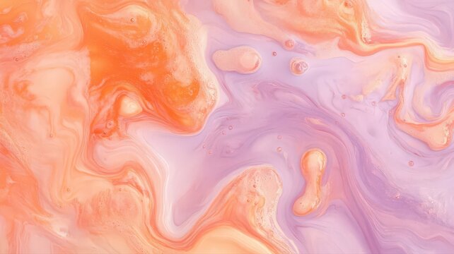 Abstract Swirling Orange and Purple Liquid Texture with Glitter