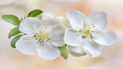 Elegant White Flowers with Delicate Petals on Soft Background