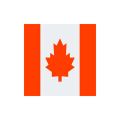 Illustration of the canadian flag with red stripes and a maple leaf in the center on a white background