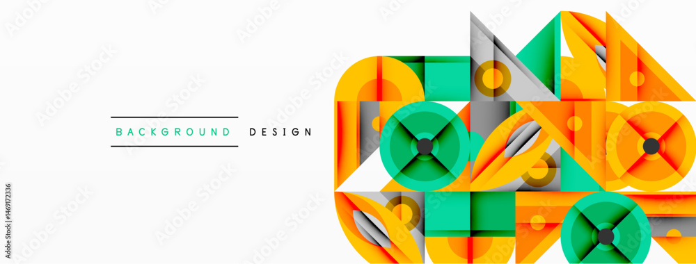 Leinwandbilder abstract geometric pattern. bright colors, orange, teal, gray. modern design elements create dynamic