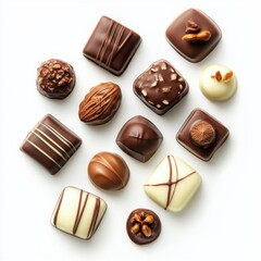 Obraz premium A delightful assortment of chocolates, including white, dark, and milk chocolate