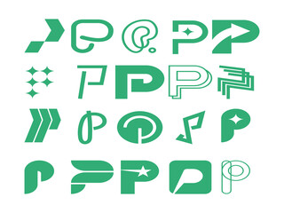Letter P Initial Logo Collection Element