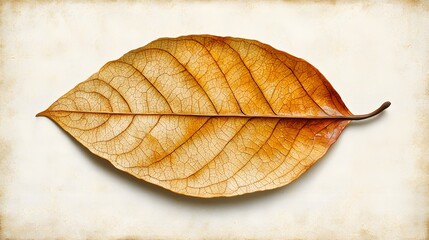 Fototapeta premium Detailed Close-Up of a Brown Leaf on Textured Background with Natural Patterns