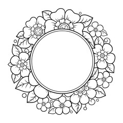 Frame in eastern tradition. Stylized with henna tattoos decorative pattern for decorating covers for book, notebook, casket, magazine, postcard and folder. Flower border in mehndi style.